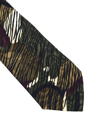 Florenzi Green Purple White Black Abstract Stripe Polyester Tie Necktie 3.5 x 56